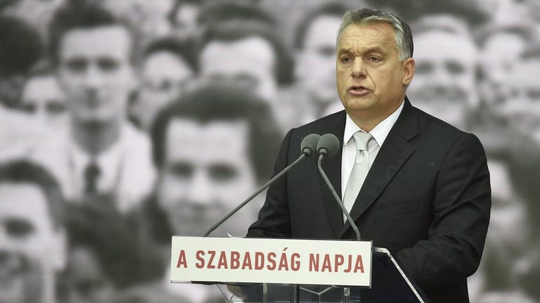 Der ungarische Ministerpräsident Viktor Orban bei seiner Rede zum Nationalfeiertag in Ungarn.