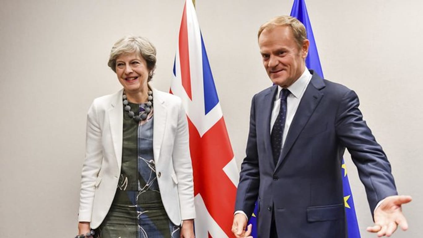 Die britische Premierministerin Theresa May und EU-Ratspräsident Donald Tusk in Brüssel.
