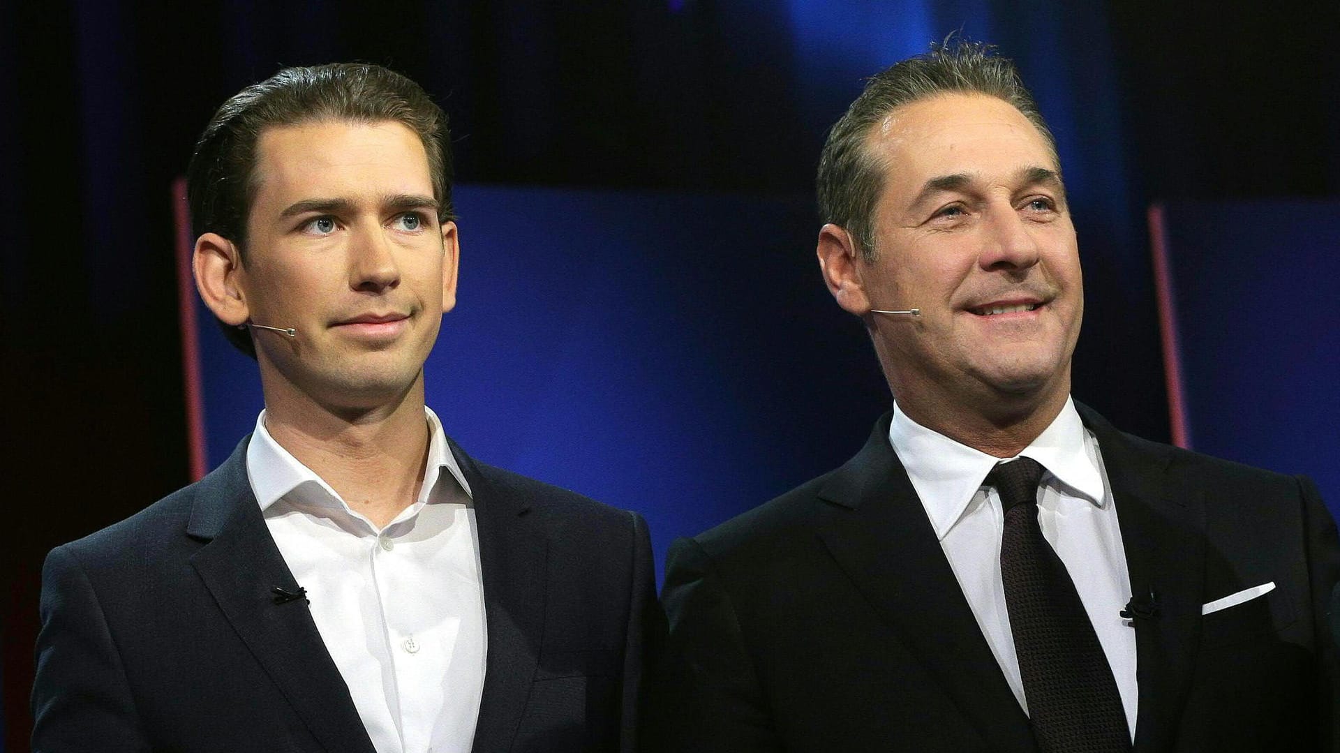 Der ÖVP-Spitzenkandidat Sebastian Kurz und FPÖ-Spitzenkandidat Heinz Christian Strache (r) in Wien.