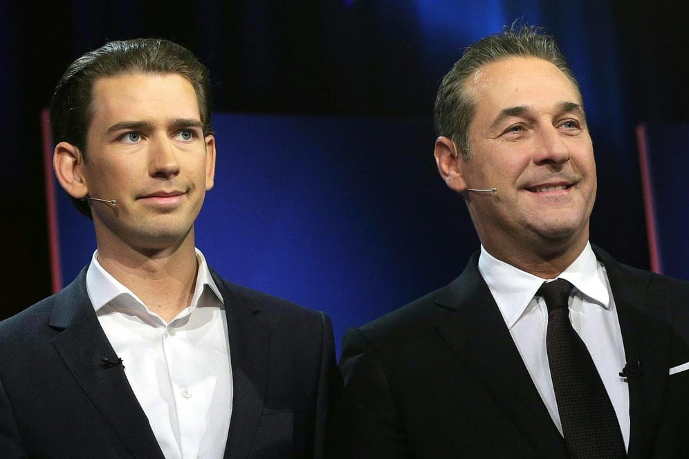 Der ÖVP-Spitzenkandidat Sebastian Kurz und FPÖ-Spitzenkandidat Heinz Christian Strache (r) in Wien.