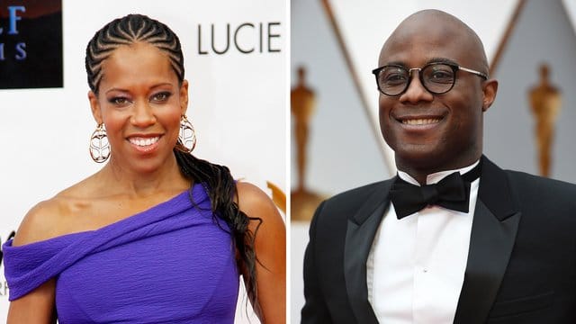 US-Schauspielerin Regina King (l) steht für Barry Jenkins vor der Kamera.