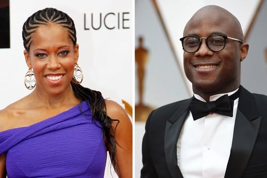 US-Schauspielerin Regina King (l) steht für Barry Jenkins vor der Kamera.