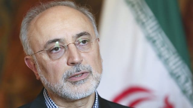 Ali Akbar Salehi während einer Pressekonferenz in Brüssel.