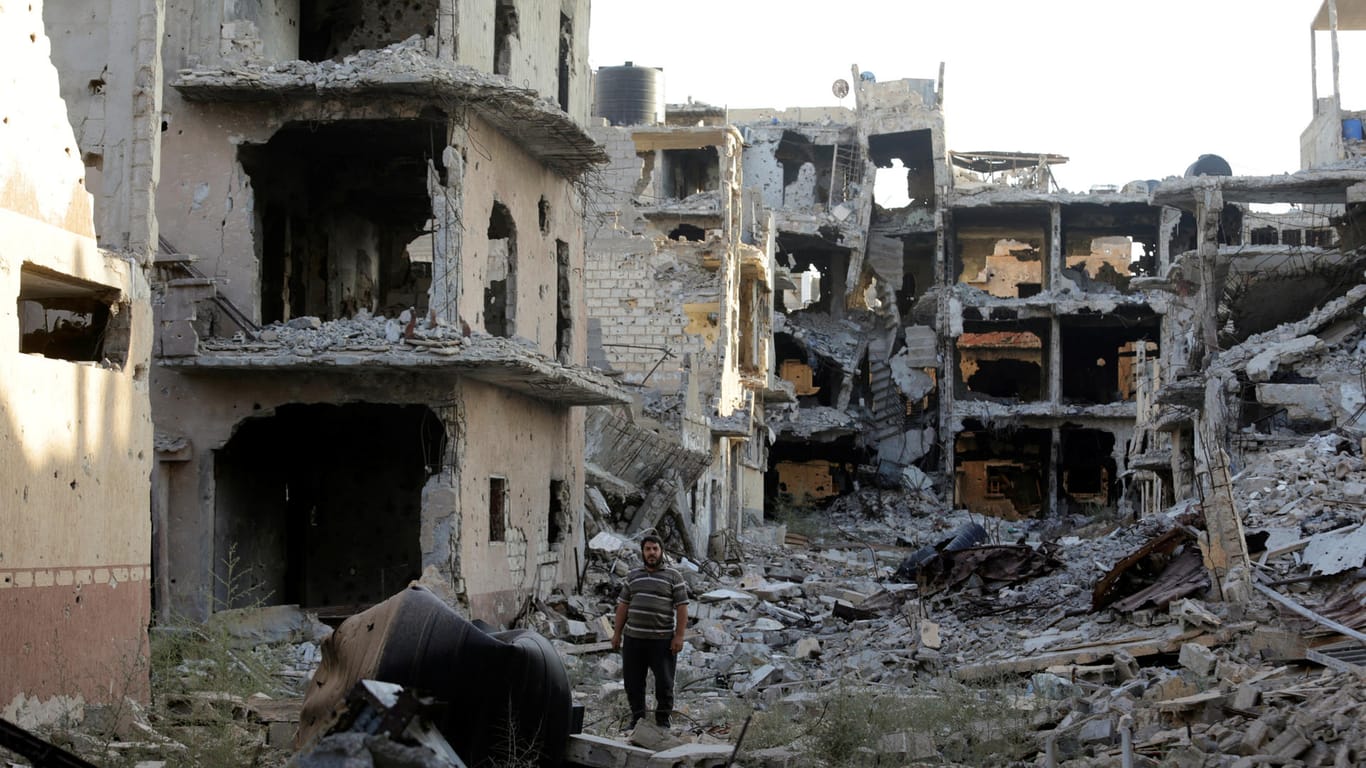 Zerstörte Häuser Libyen. Seit 2011 tobt ein Bürgerkrieg in dem nordafrikanischen Land.