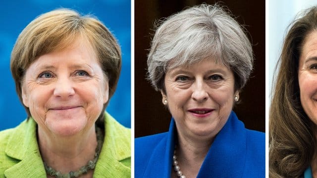 Die mächtigsten Frauen der Welt: Angela Merkel, die britische Premierministerin Theresa May (M. Die mächtigsten Frauen der Welt: Angela Merkel, die britische Premierministerin Theresa May (M.