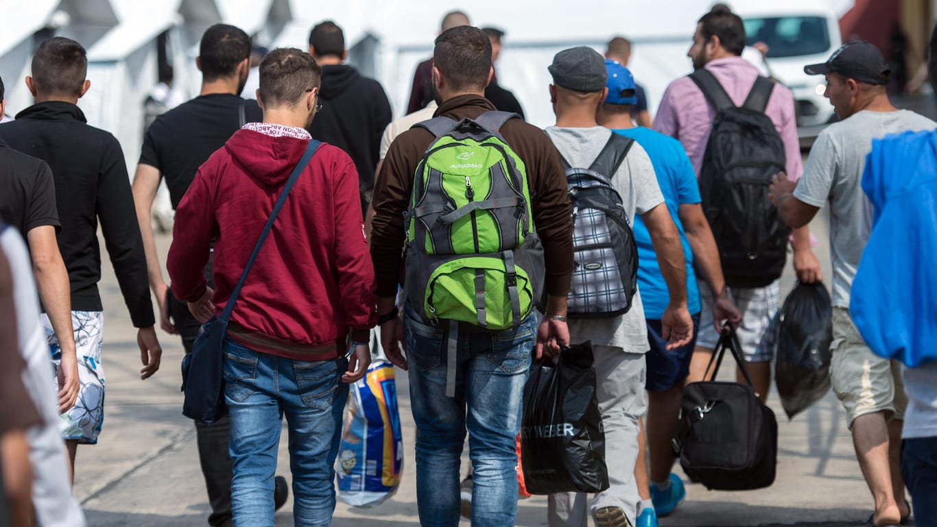 Asylsuchende kurz nach ihrer Ankunft in Deutschland.