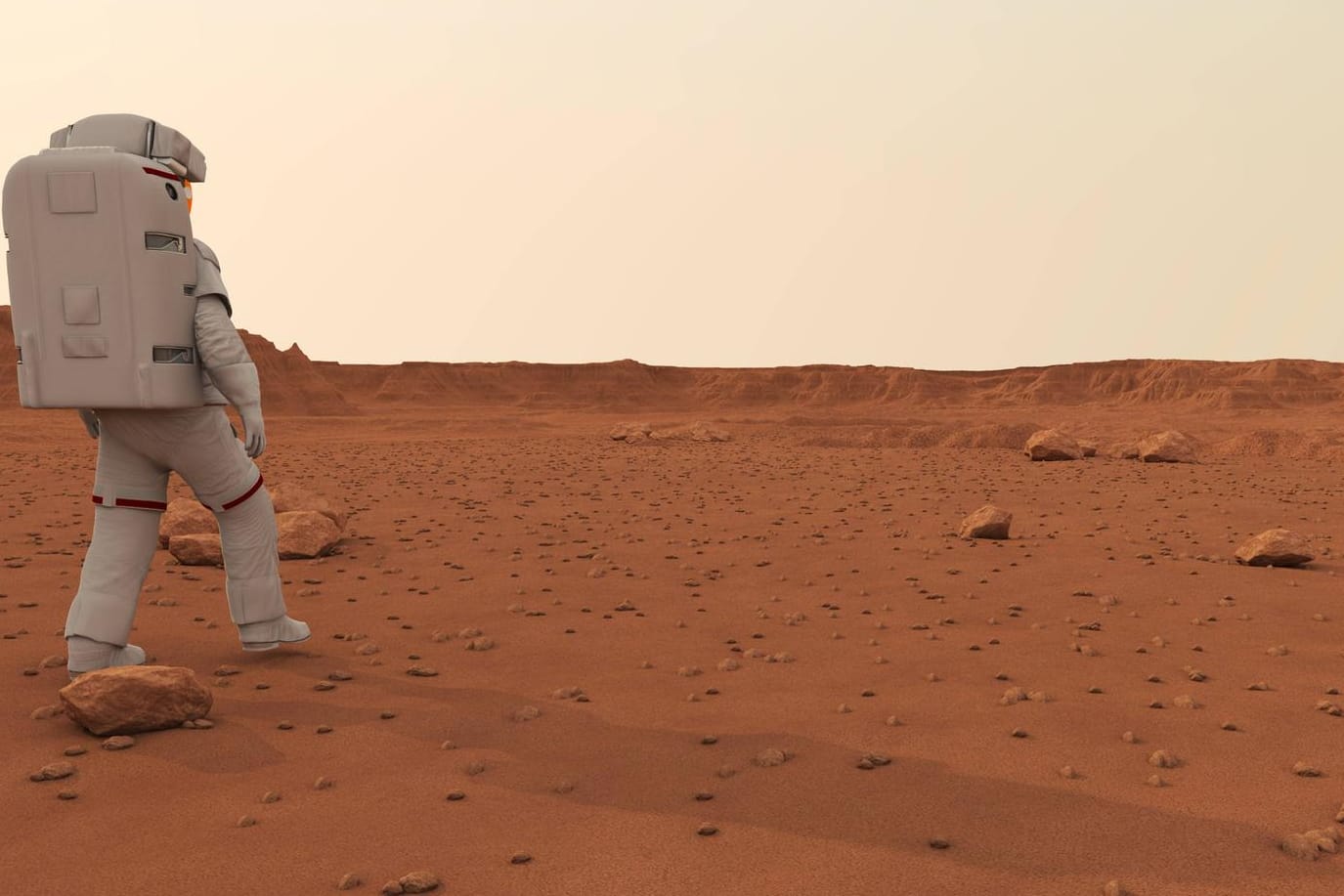 Illustration eines Astronauten auf dem Mars: Die Wüste im Oman bietet hervorragende Trainingsbedingungen.