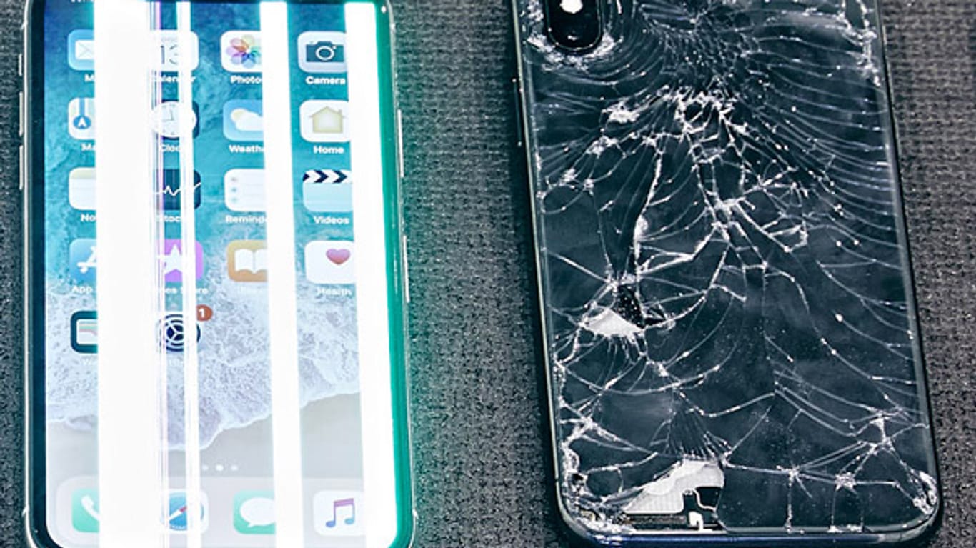 Durchgefallen: So sah das iPhone X nach dem Falltest aus.