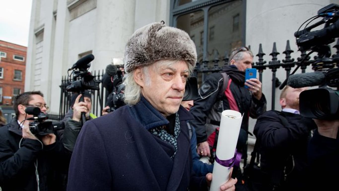 Bob Geldof auf dem Weg zum Rathaus in Dublin.