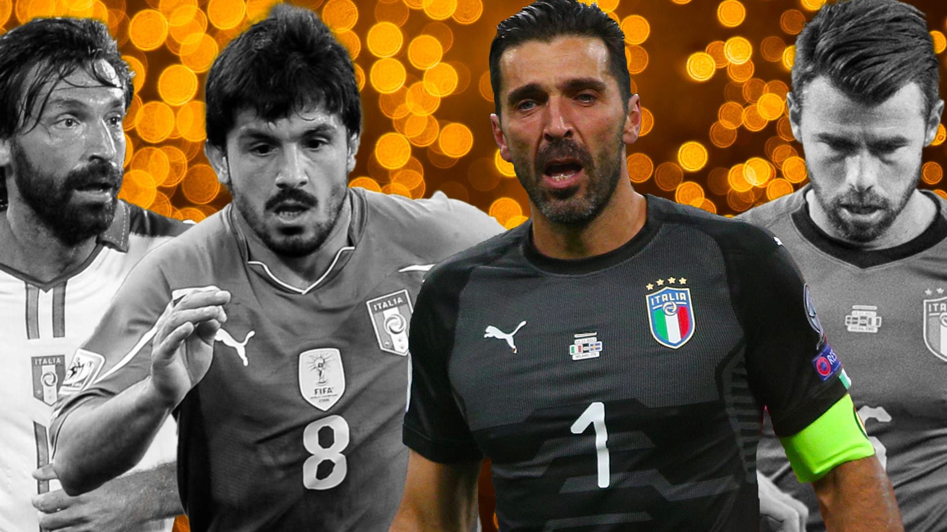 Andrea Pirlo, Gennaro Gattuso, Gianluigi Buffon und Andrea Barzagli (von l. nach r.).