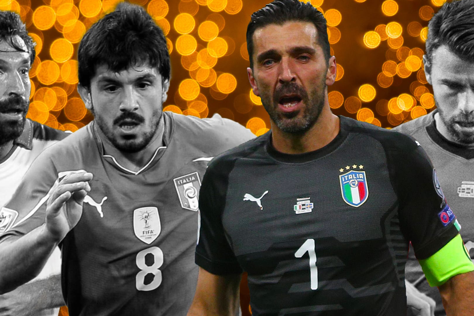 Andrea Pirlo, Gennaro Gattuso, Gianluigi Buffon und Andrea Barzagli (von l. nach r.).