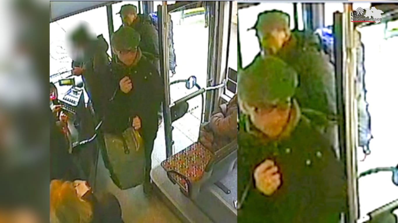 Bilder einer Überwachungskamera in einem Bus: Nach den Ex-RAF Terroristen Burkhard Garweg und Ernst-Volker-Staub wird gefahndet.