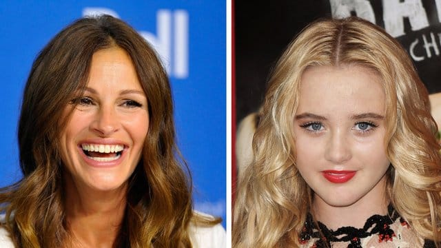 Julia Roberts (l) und Kathryn Newton stehen gemeinsam vor der Kamera.