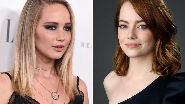 Jennifer Lawrence (l) und Emma Stone sind Freundinnen.