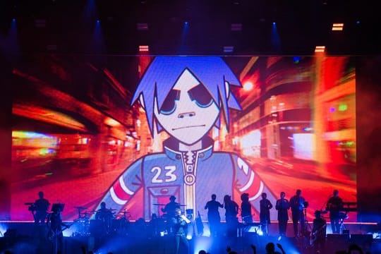 Beim Konzert in der Max-Schmeling-Halle wurde die Band aus vier Comicfiguren ins Live-Format übertragen.