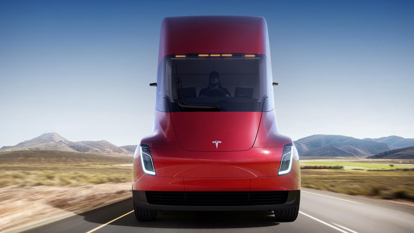 So sollen die Elektro-Lastwagen von Tesla aussehen.