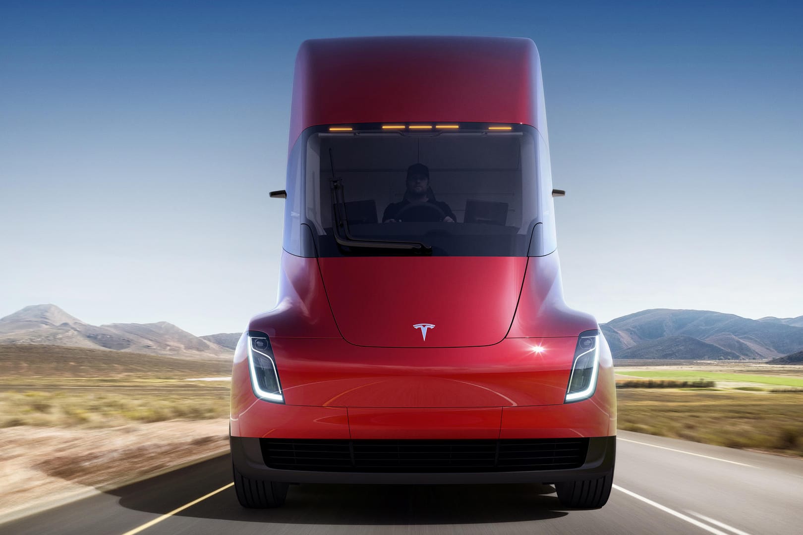 So sollen die Elektro-Lastwagen von Tesla aussehen.