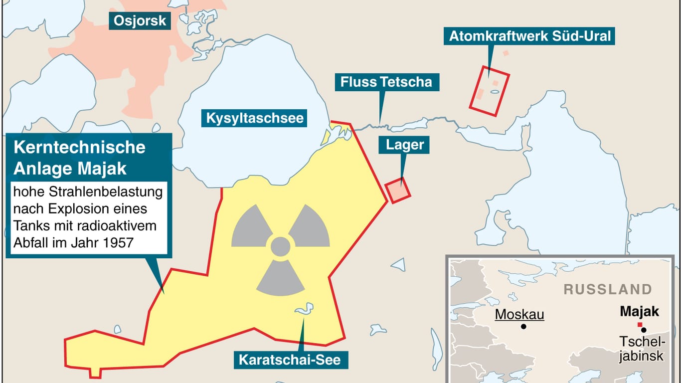 Verstrahltes Gebiet: Die Region um die Wiederaufbereitungsanlage Majak ist weiträumig nuklear verseucht.