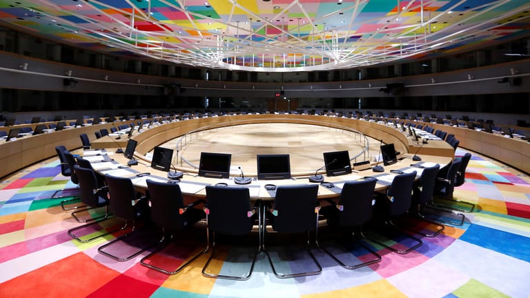 Bunte Machtzentrale: Der Sitzungssaal im neuen Gebäude des Europäischen Rats in Brüssel.