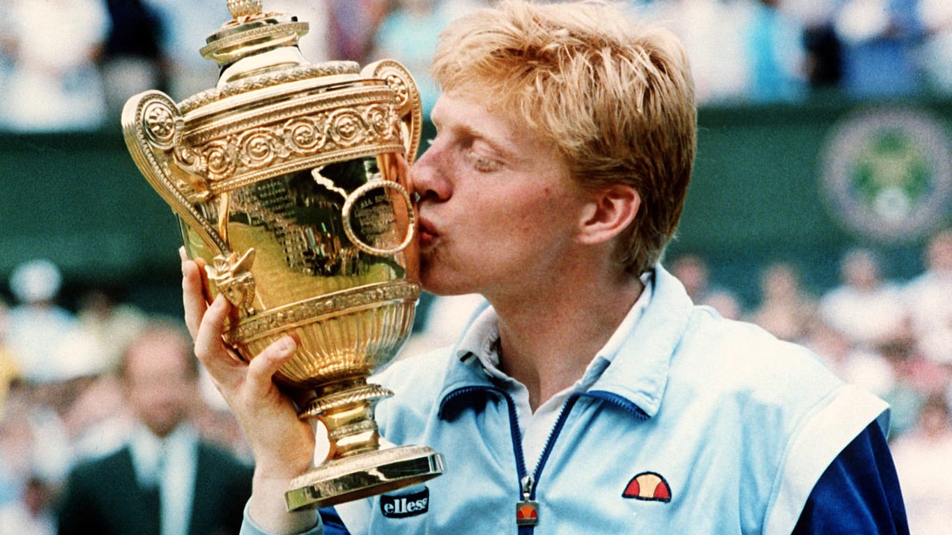 Der 18-jährige Leimener Boris Becker gewinnt 1986 zum zweiten Mal in Folge das Herren-Einzel-Finale in Wimbledon.