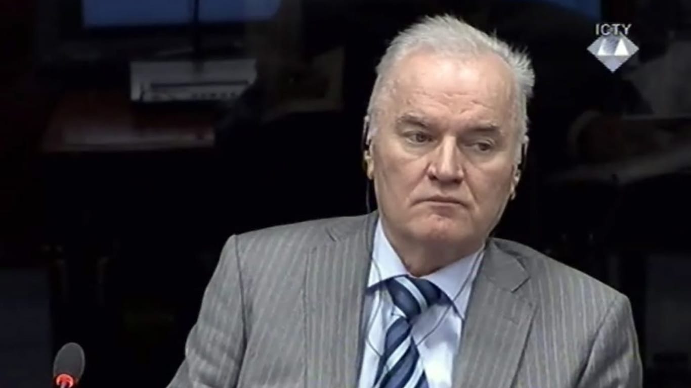 Ratko Mladic vor dem UN-Tribunal: Dem serbischen Ex-General wurden Völkermord, Verbrechen gegen die Menschlichkeit und Kriegsverbrechen vorgeworfen.