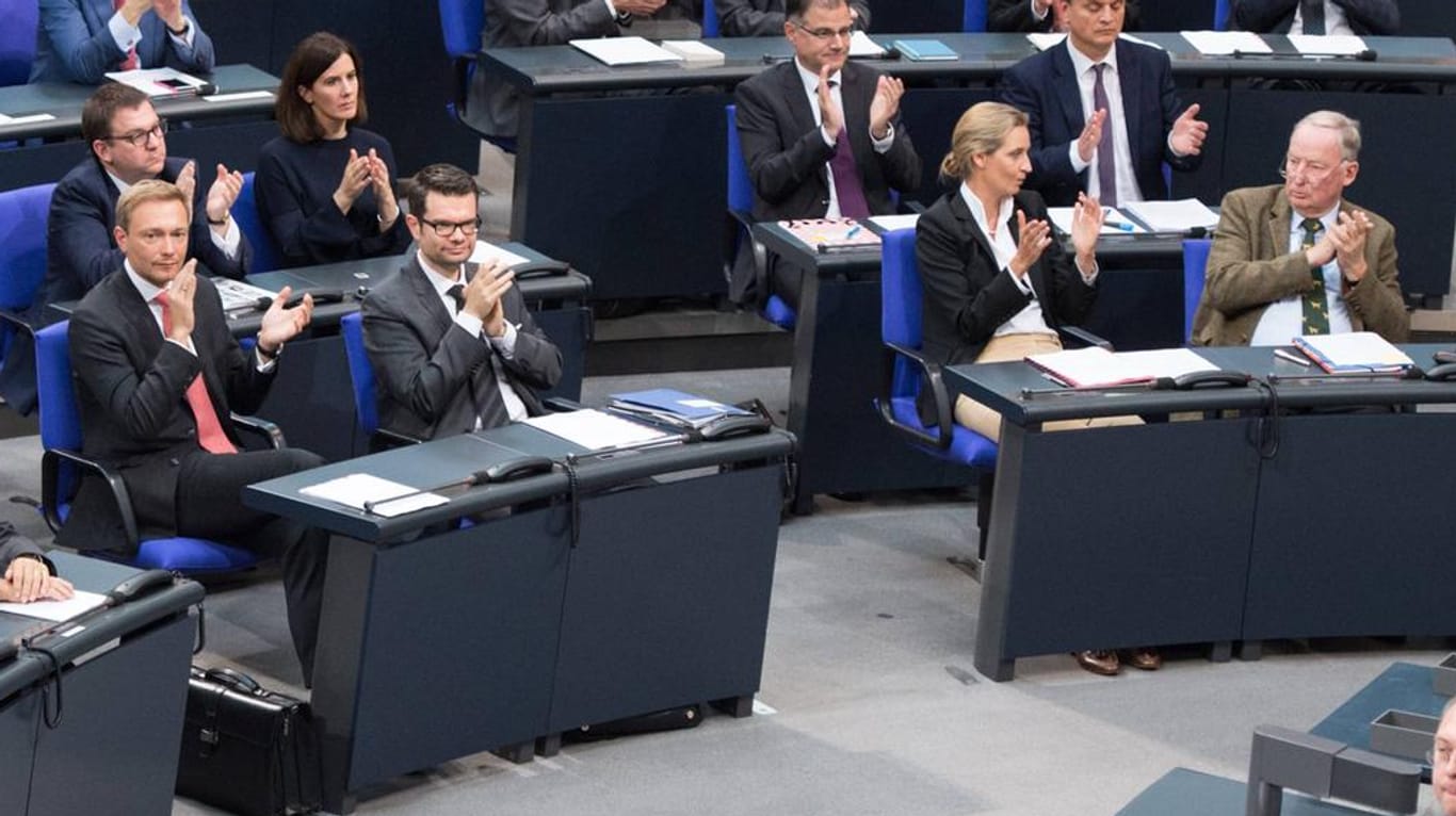 Sind auf Grund der Sitzordnung im Plenarsaal des Bundestages Nachbarn: Die Fraktionsspitzen von FDP und AfD.
