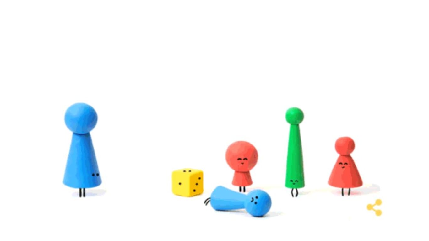 Google ehrt den Erfinder des "Mensch ärgere dich nicht"-Spiels, Josef Friedrich Schmidt, mit einem Doodle.