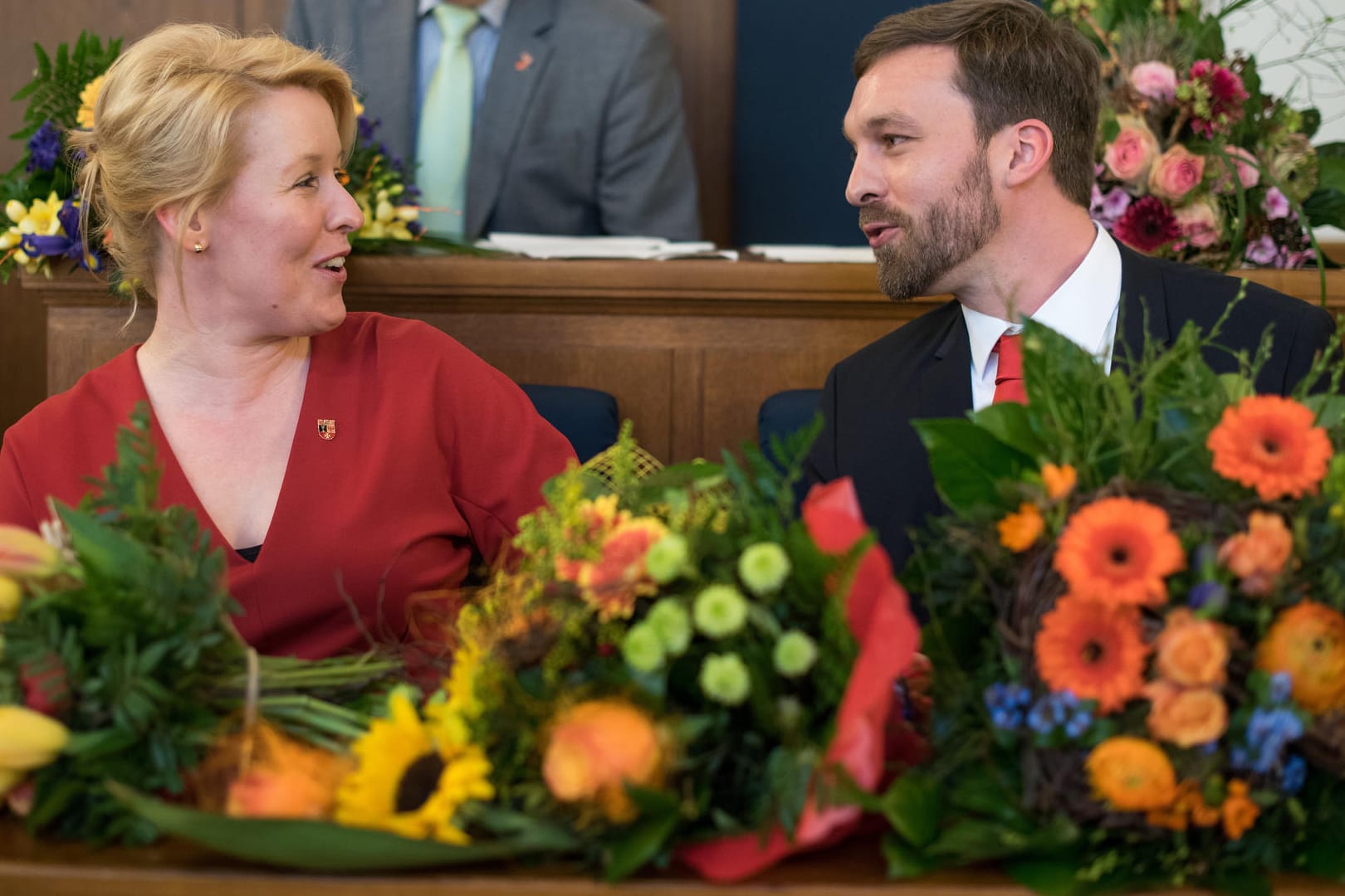 Bezirksbürgermeisterin Franziska Giffey und Jan-Christopher Rämer (SPD): Der Bildungsstadtrat ist Medienberichten zufolge betrunken in seinem Auto aufgefunden worden.