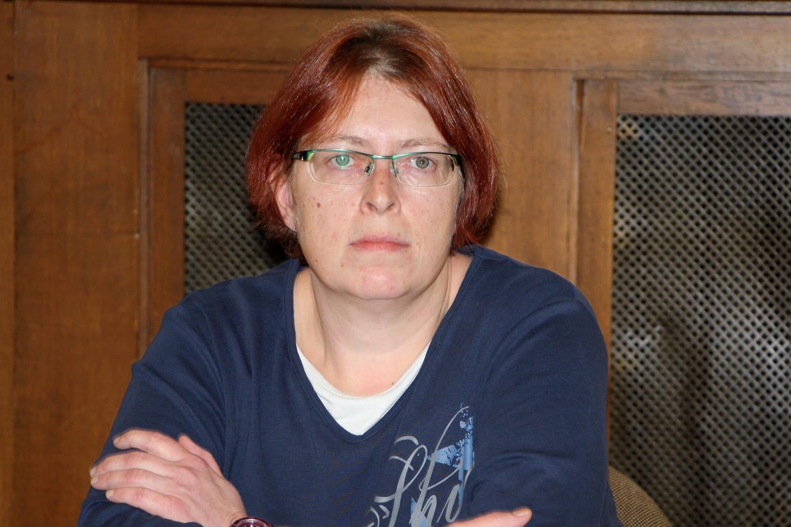 Jeanette Ihme, Mitglied im saarländischen AfD-Landesvorstand, im Verhandlungssaal des Amtsgerichtes von Ottweiler (Saarland)