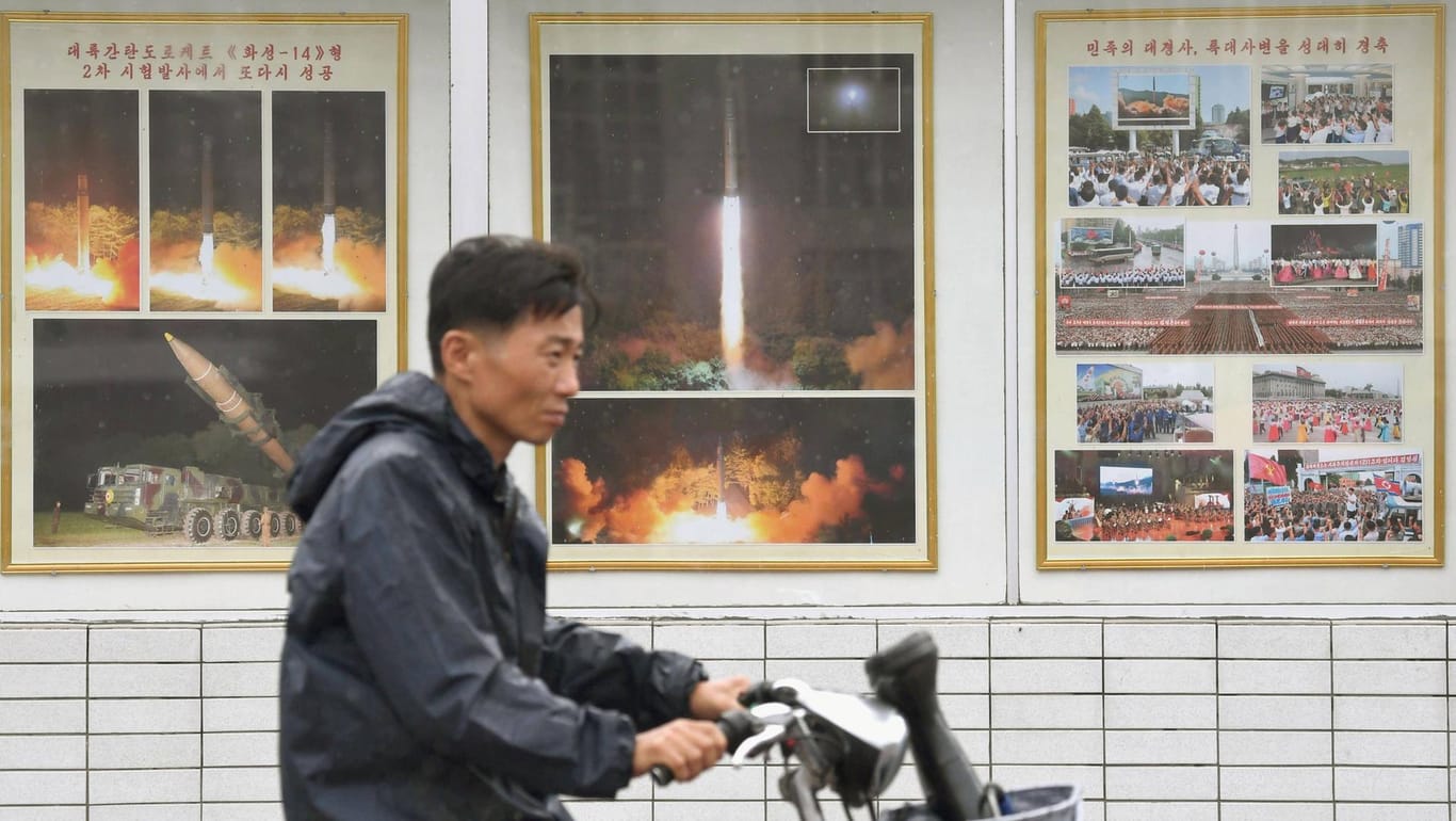 Straßenszene in Pjöngjang: Nach Einschätzung von Fachleuten kommen wesentliche Bauteile der nordkoreanischen Raketen aus Russland.