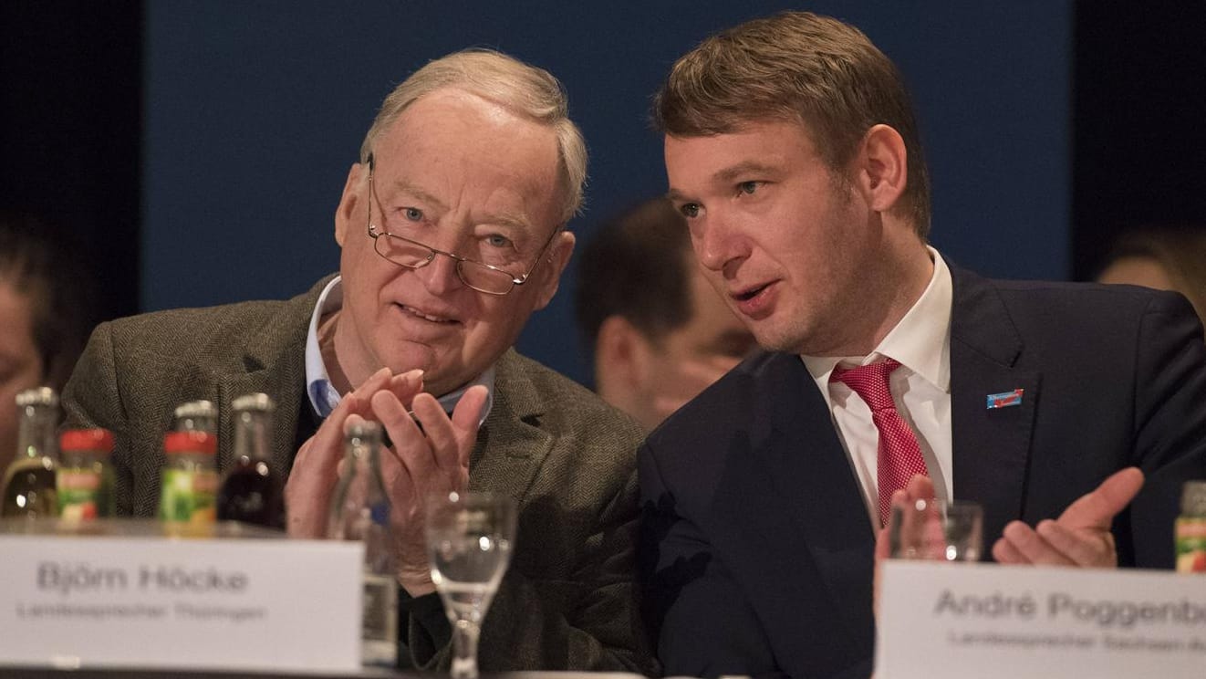 Alexander Gauland (l.) hat sich für den rechtsnationalen André Poggenburg als AfD-Bundesvorsitzenden ausgesprochen.