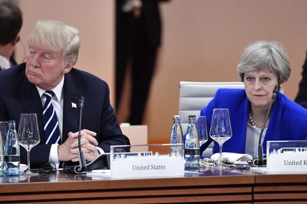Frostige Stimmung: Donald Trump und die britische Premierministerin Theresa May beim G20-Gipfel in Hamburg.