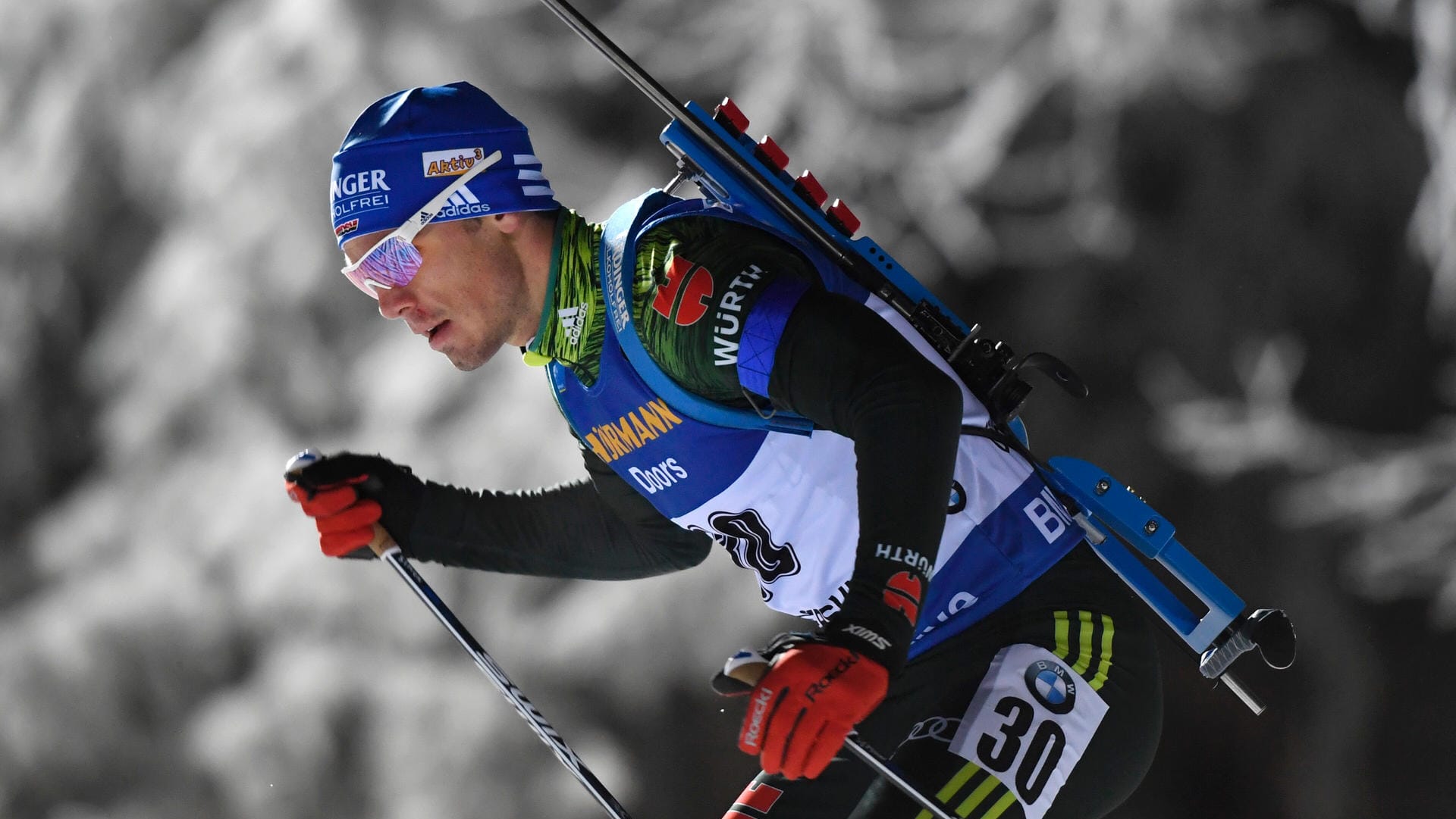 Simon Schempp während des 20-km-Einzelrennens im schwedischen Östersund.