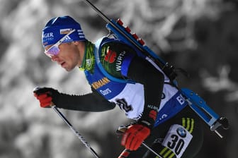 Simon Schempp während des 20-km-Einzelrennens im schwedischen Östersund.