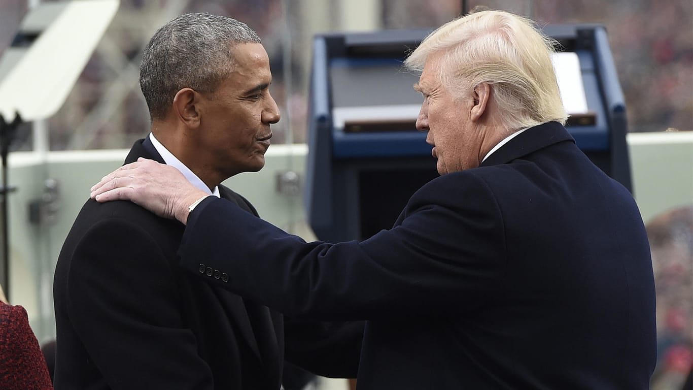 US-Präsident Donald Trump und sein Amtsvorgänger Barack Obama.