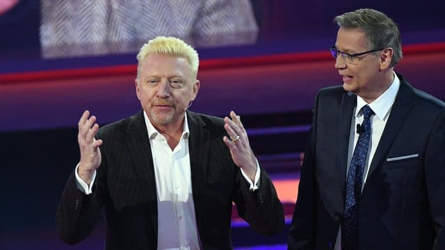 Der ehemalige Tennisprofi Boris Becker (l) zu Gast bei Günther Jauch.