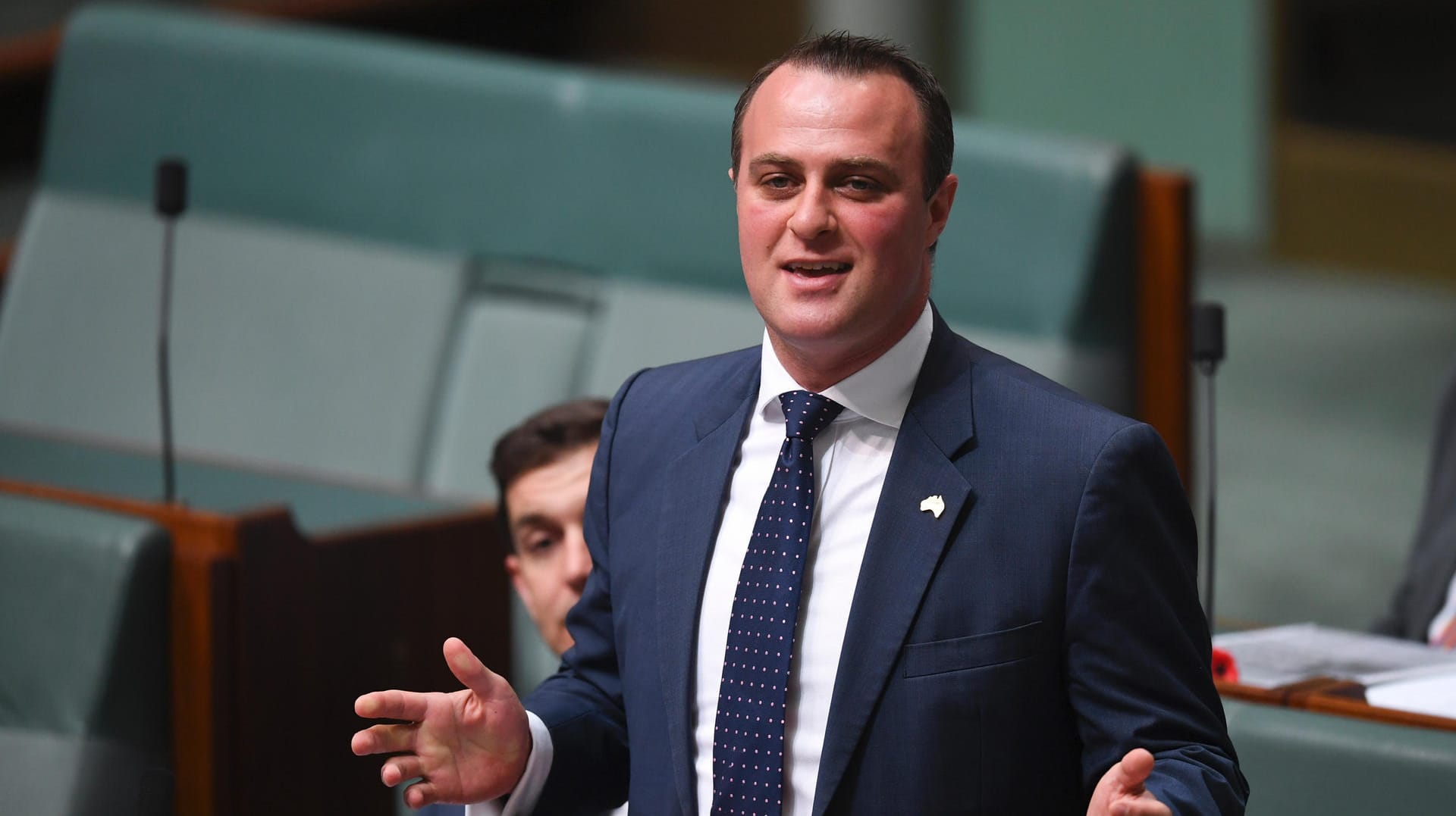 Tim Wilson hat eine Parlamentsdebatte über die gleichgeschlechtliche Ehe für einen Heiratsantrag genutzt. Tim Wilson hat eine Parlamentsdebatte über die gleichgeschlechtliche Ehe für einen Heiratsantrag genutzt.