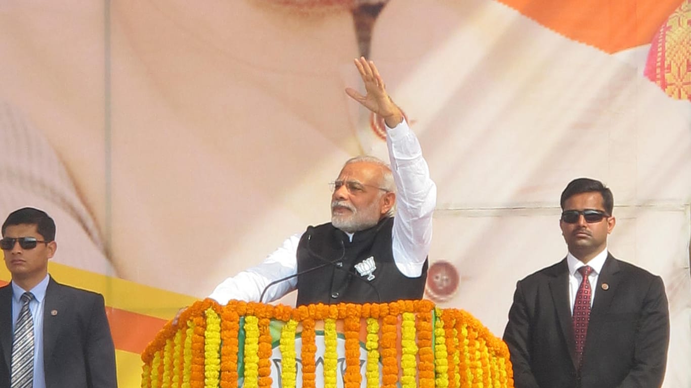 Narendra Modi auf einer Wahlveranstaltung: Indiens Premierminister führt eine hindu-nationalistische Partei.