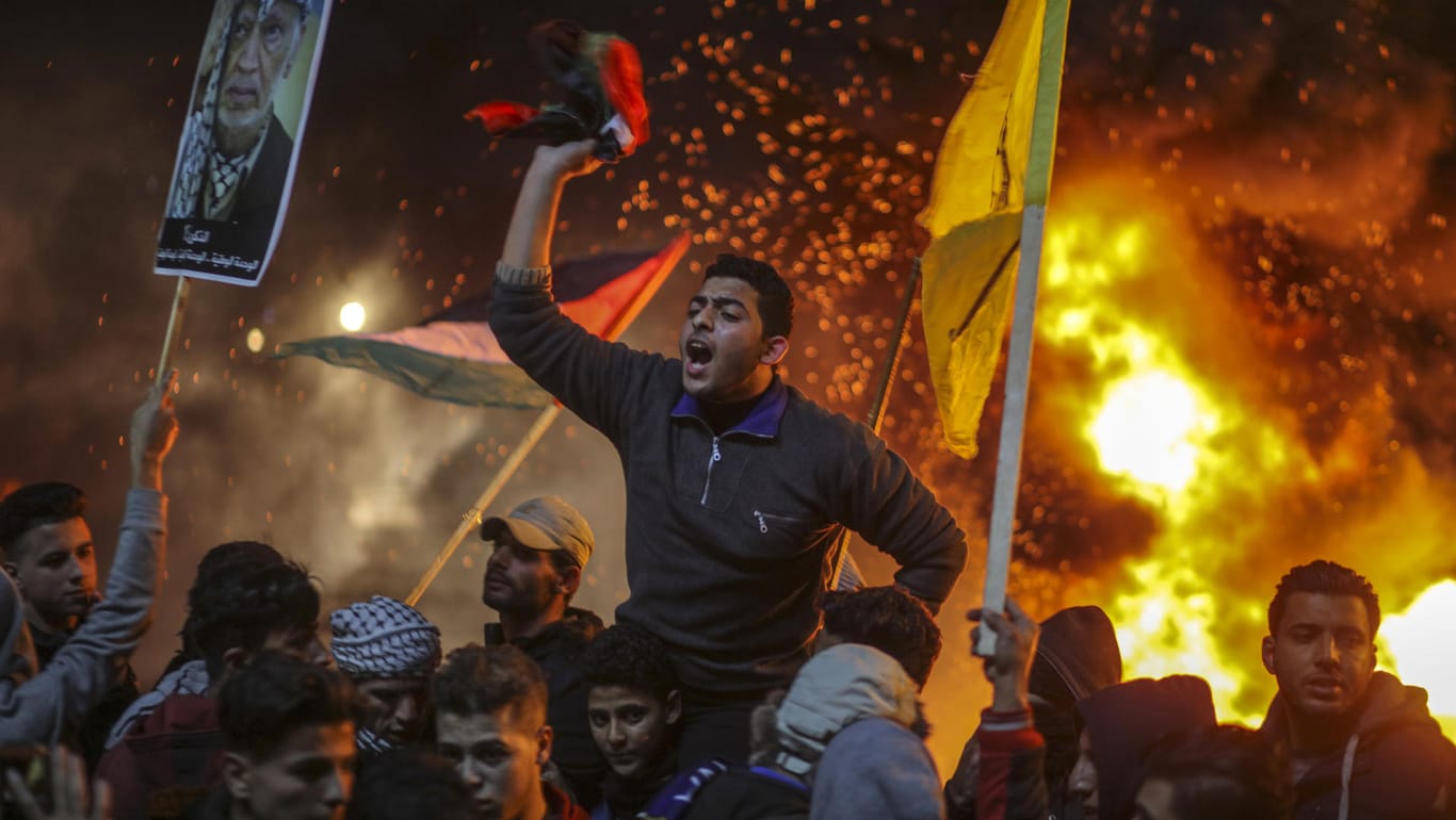 Palästinenser protestieren in Gaza-Stadt gegen die Entscheidung von US-Präsident Trump, Jerusalem als Hauptstadt Israels anzuerkennen.