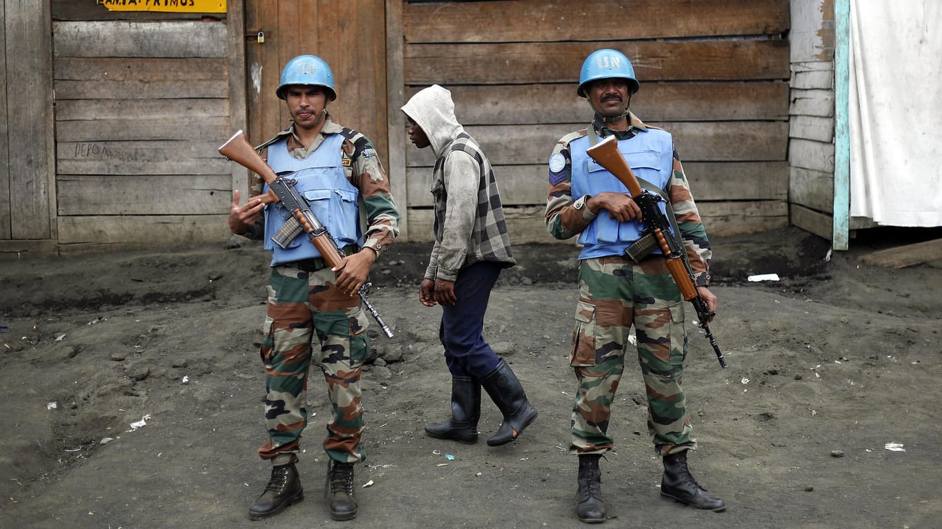 UN-Friedenssoldaten im Kongo: Bei einem Angriff von Rebellen sterben 14 Blauhelme.