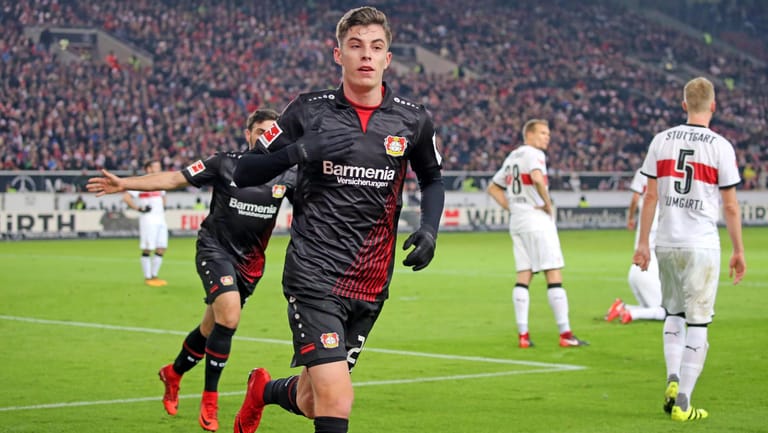 Leverkusens Havertz bejubelt seinen Treffer.