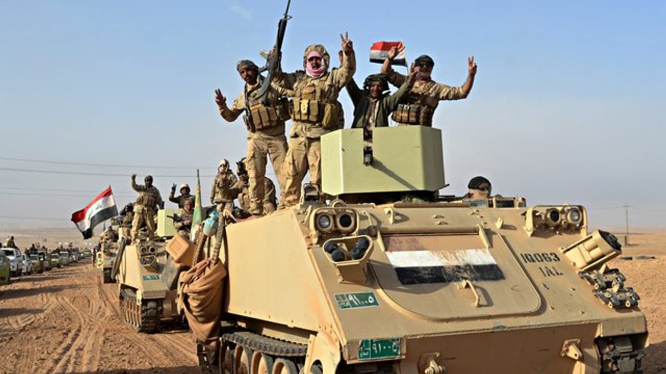 Irakische Soldaten Mitte November nach der Rückeroberung eines Ortes.
