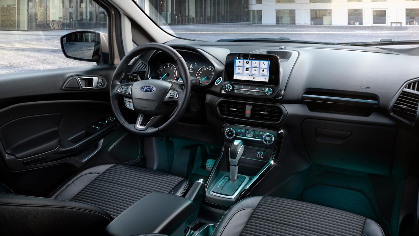 Im Innenraum des Ford Ecosports ist ein Bordcomputer integriert.