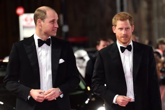 Royale Filmfans: Die britischen Prinzen William (l) und Harry vor der Royal Albert Hall in London.