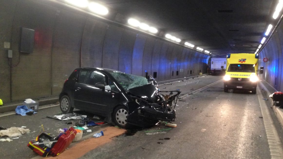 Die Unfallstelle im Gotthard-Tunnel in der Schweiz.