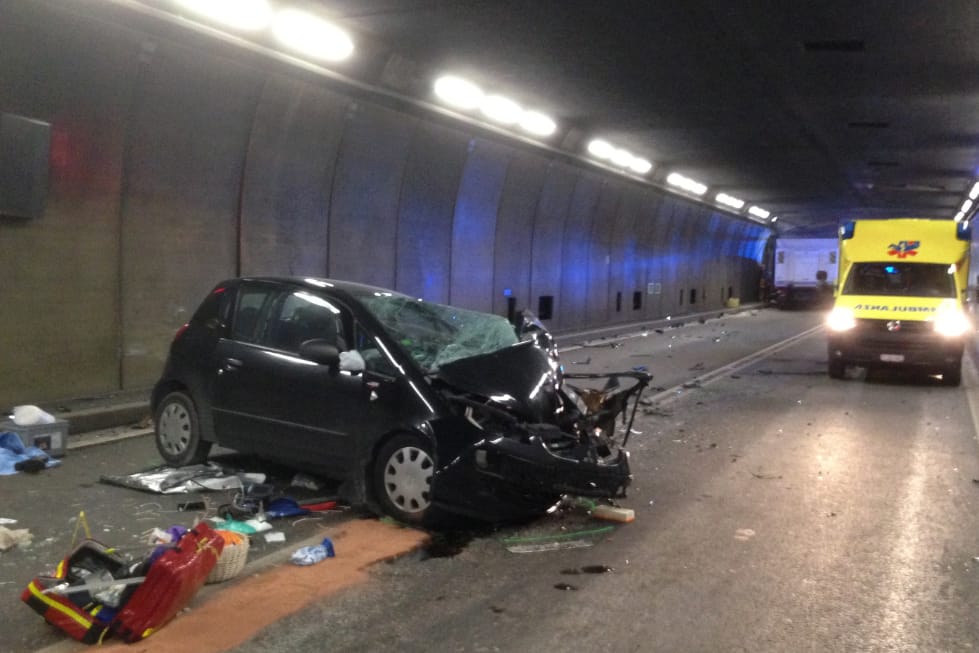 Die Unfallstelle im Gotthard-Tunnel in der Schweiz.