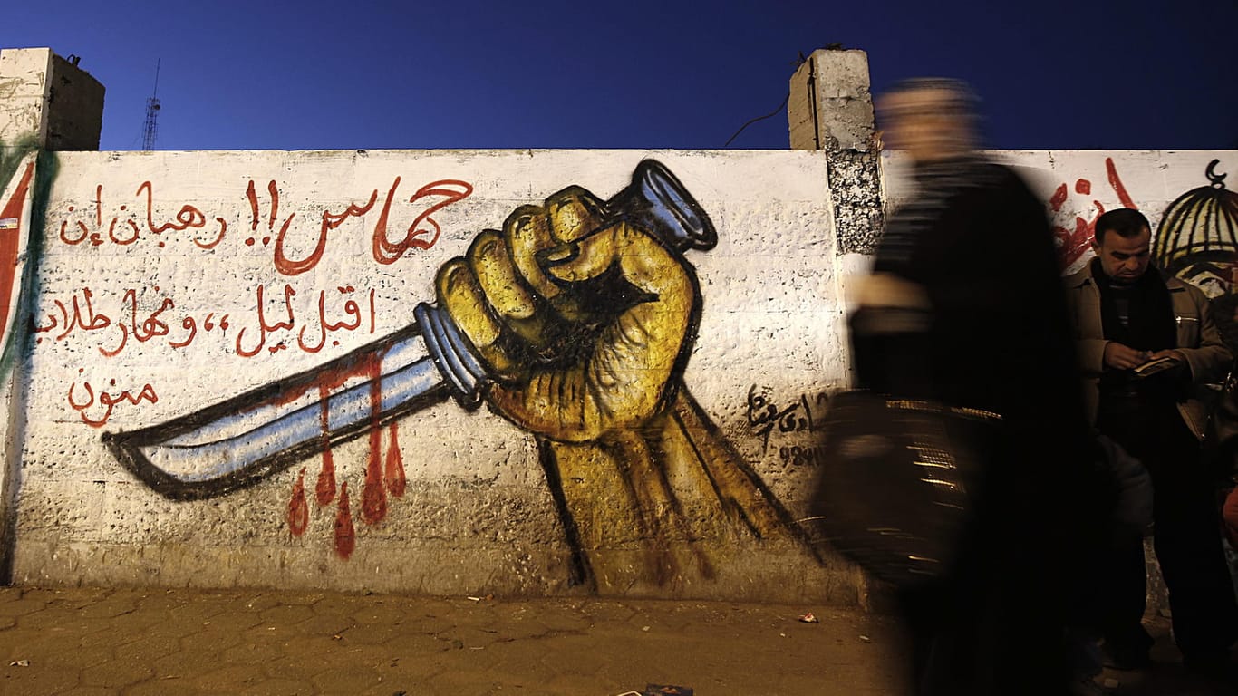 Grafitto in Gaza-Stadt: Die in Gaza regierende Hamas fordert eine dritte Intifada.