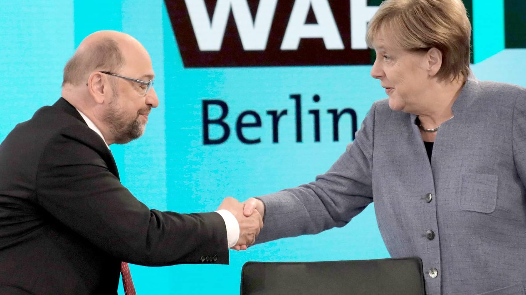 Bundeskanzlerin Angela Merkel (CDU) und der SPD-Vorsitzende Martin Schulz nach der Bundestagswahl. Bundeskanzlerin Angela Merkel (CDU) und der SPD-Vorsitzende Martin Schulz nach der Bundestagswahl.