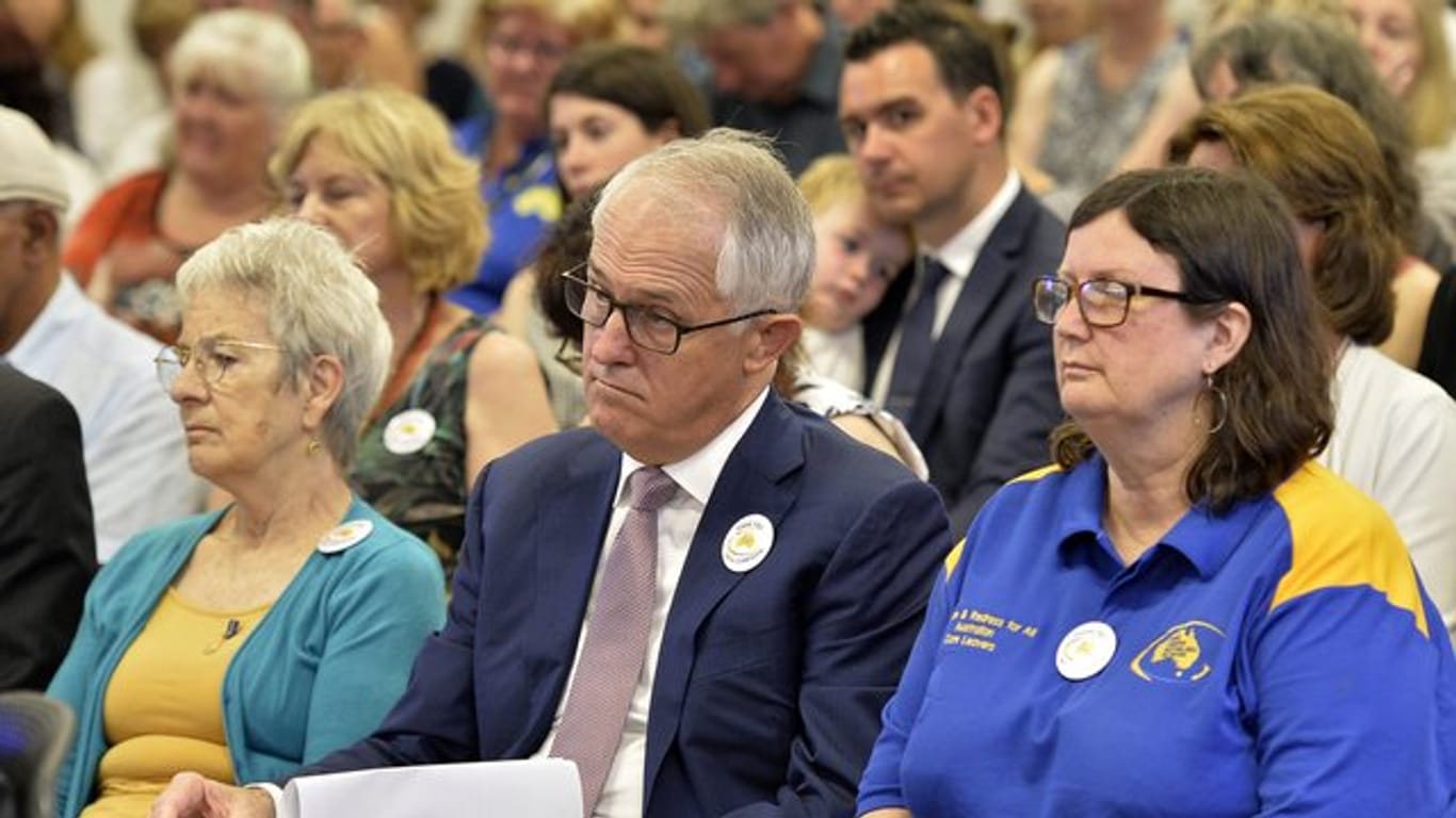 Australiens Ministerpräsident Malcolm Turnbull nimmt in Sydney an der letzten Sitzung einer Ermittlungskommission zum Missbrauch von Kindern teil.