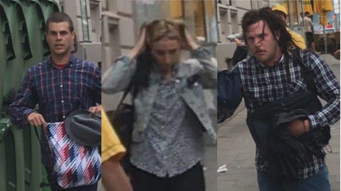 Fahndungsbilder der Polizei: Mit diesen Aufnahmen, die die Tatverdächtigen nach dem "Austausch der Tatkleidung" zeigen sollen, suchen die Ermittler nach G20-Krawallmachern.
